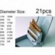 DRILLFORCE 21pcs HSS Jobber Length Titanium Coated Twist Drill Bits Set 1/16" -3/8" in Metal Box