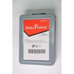 DRILLFORCE,18pcs Combination Drill Set (HSS Drill Bits, Brad Point Wood Drill, Masonry Drill.）