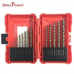 DRILLFORCE 13PCS/Set 1.5-6.5mm Cobalt Drill Bits High Speed Steel HSSCO M35 Twist Drill Bits For Stainless Steel Iron Metal Wood