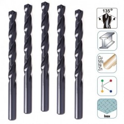 DRILLFORCE 5/16"-1/2" M2 Black High Speed Steel General Jobber Drill Bits for Metal