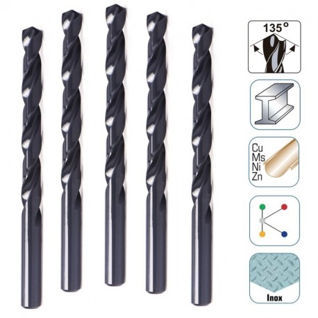 DRILLFORCE 5/16"-1/2" M2 Black High Speed Steel General Jobber Drill Bits for Metal