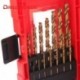 19PCS/Set 1.0-10mm Titanium Drill Bits High Speed Steel HSS M2 Fully Ground Twist Drill Bits For Cast Iron Metal Wood